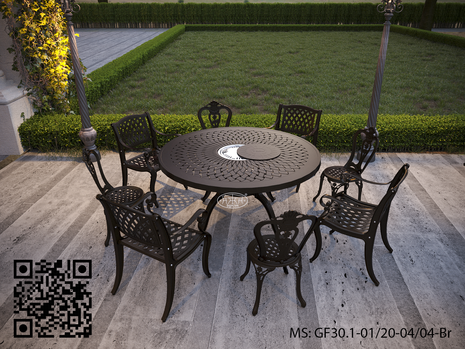 Bộ Bàn Ghế Sân Vườn Tròn 130 GF30.1 Có Lò Nướng