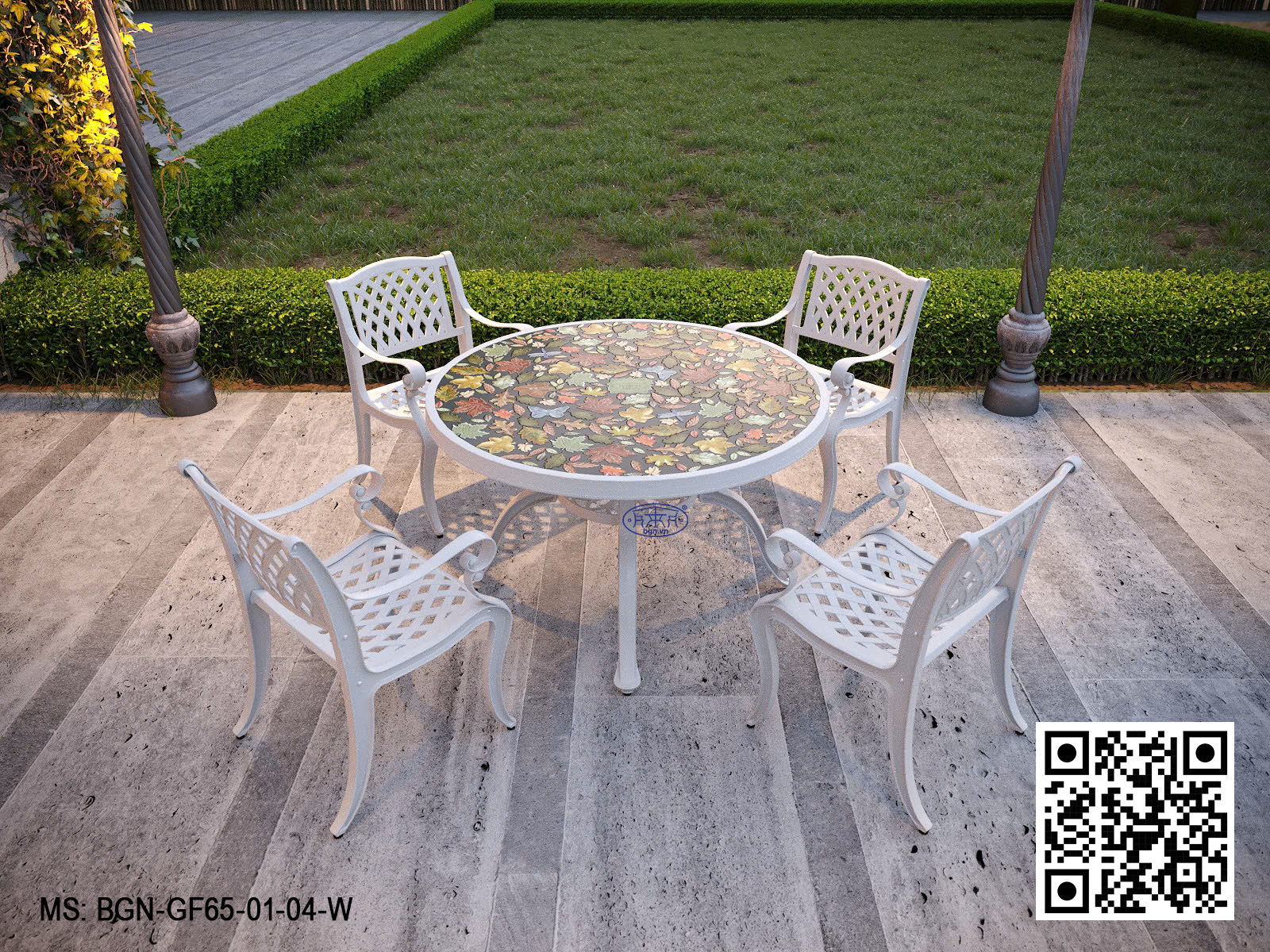 Bộ Bàn Ghế Mặt Gốm Lá Phong 125 GF65-01 - Ảnh 2