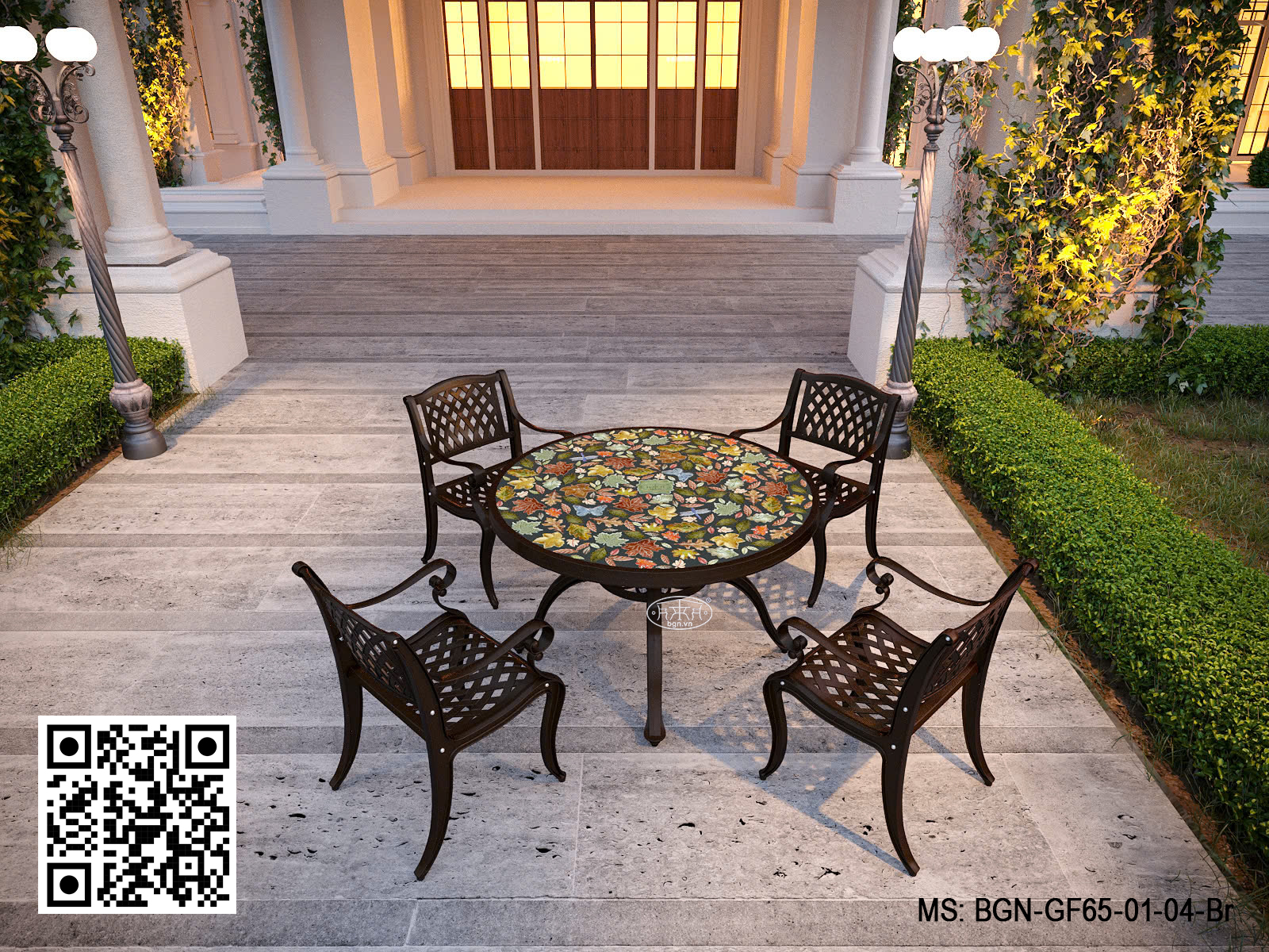 Bộ Bàn Ghế Mặt Gốm Lá Phong 125 GF65-01 - Ảnh 3