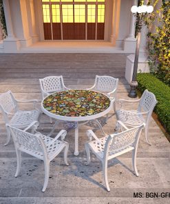 Bộ Bàn Ghế Mặt Gốm Lá Phong 125 GF65-01