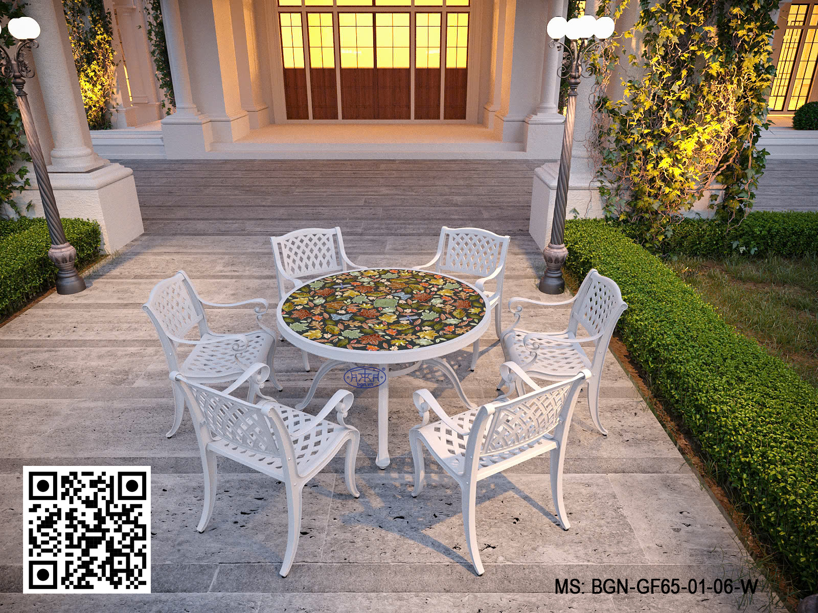 Bộ Bàn Ghế Mặt Gốm Lá Phong 125 GF65-01