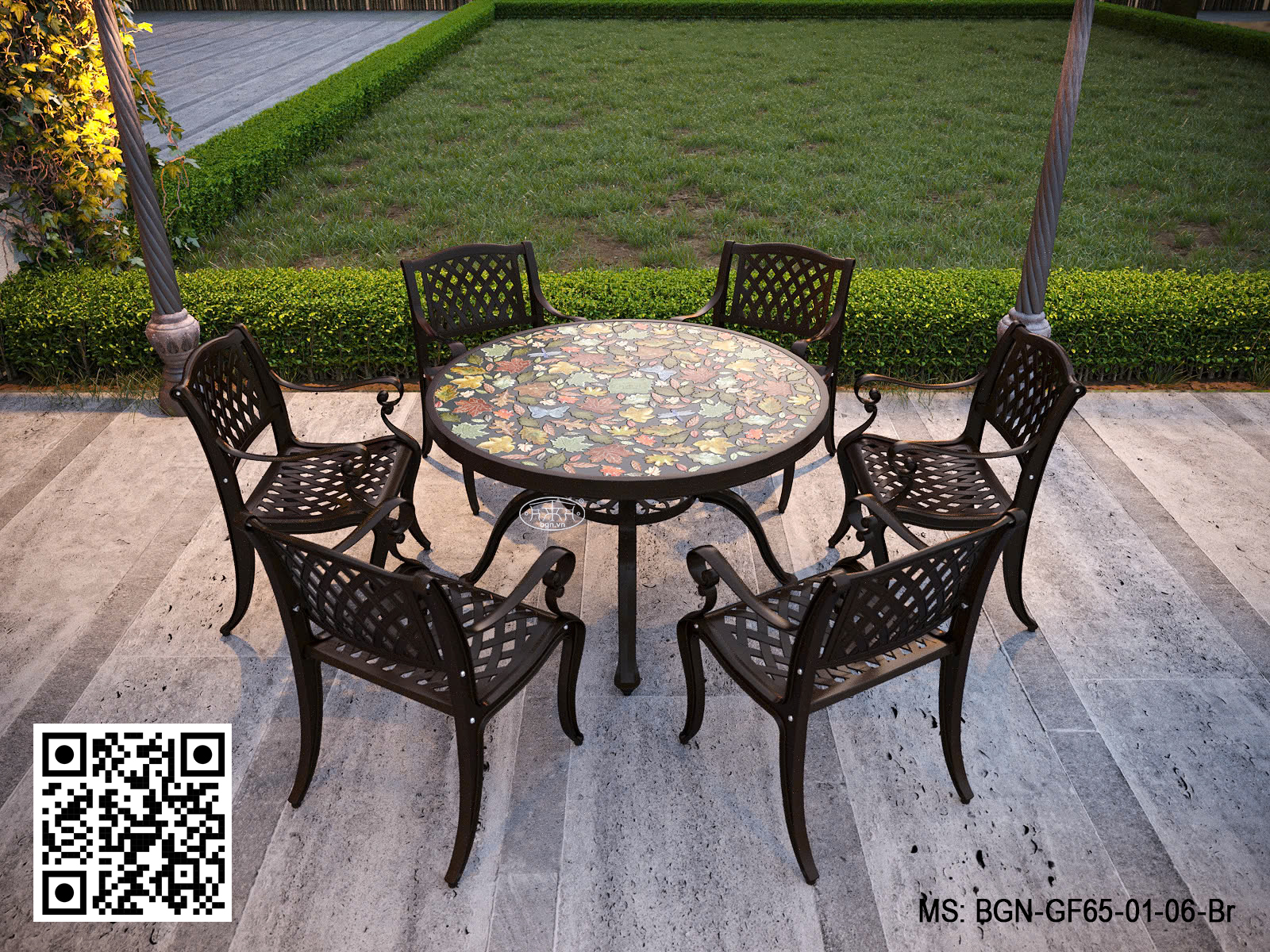 Bộ Bàn Ghế Mặt Gốm Lá Phong 125 GF65-01 - Ảnh 5