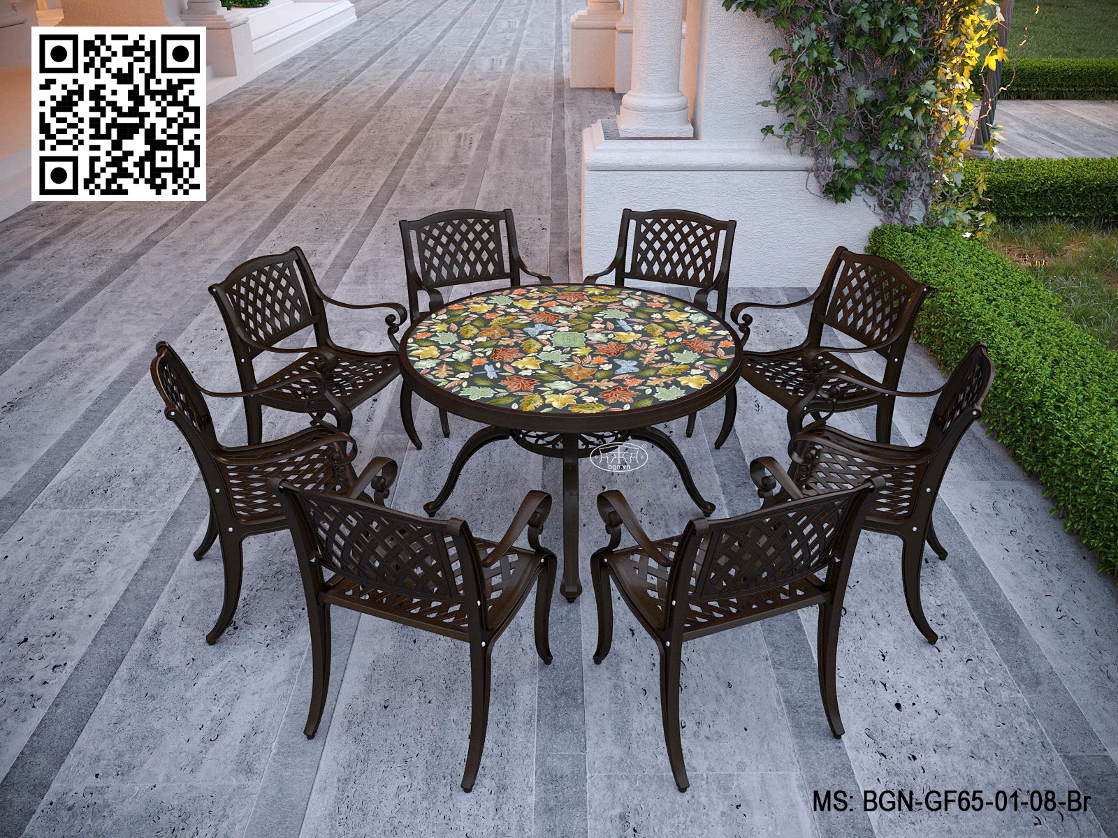 Bộ Bàn Ghế Mặt Gốm Lá Phong 125 GF65-01 - Ảnh 6